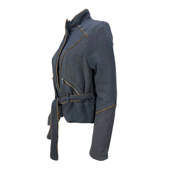 Free People Double Cloth Twill Wrap Jacket In Navy Sz XS - Picture 6 of 13